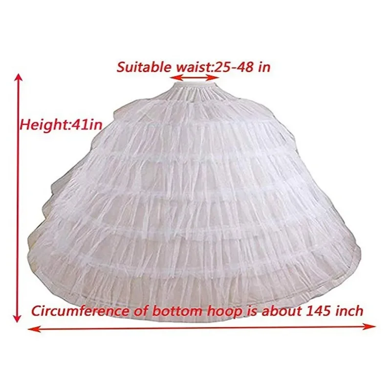 Lengthened Extra Large Wedding Dress Formal Dress Bustle Crinoline Six Steel Ring Six Yarn Adjustable Ball Show Slip Dress