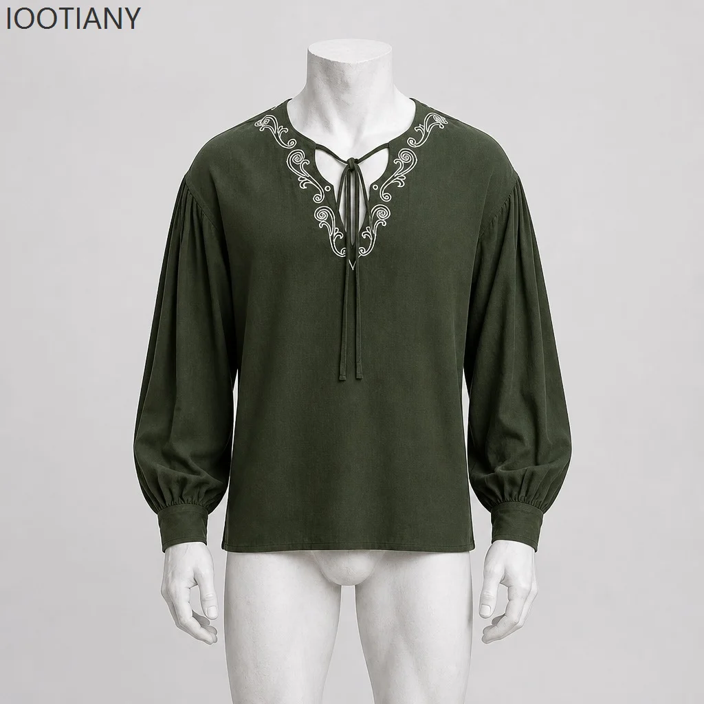 Costume da Uomo Medievale Rinascimentale, Giacca Corta con Maniche a Sbuffo e Lacci, Pantaloni da Pirata Vittoriano per Spettacoli e Cosplay - immagine 4