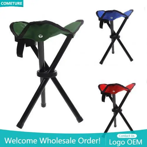 Foldable Three Feet Beach Chair Portable Tripod Stool Folding Chair Outdoor Portable Camping Walking Fishing Accessories