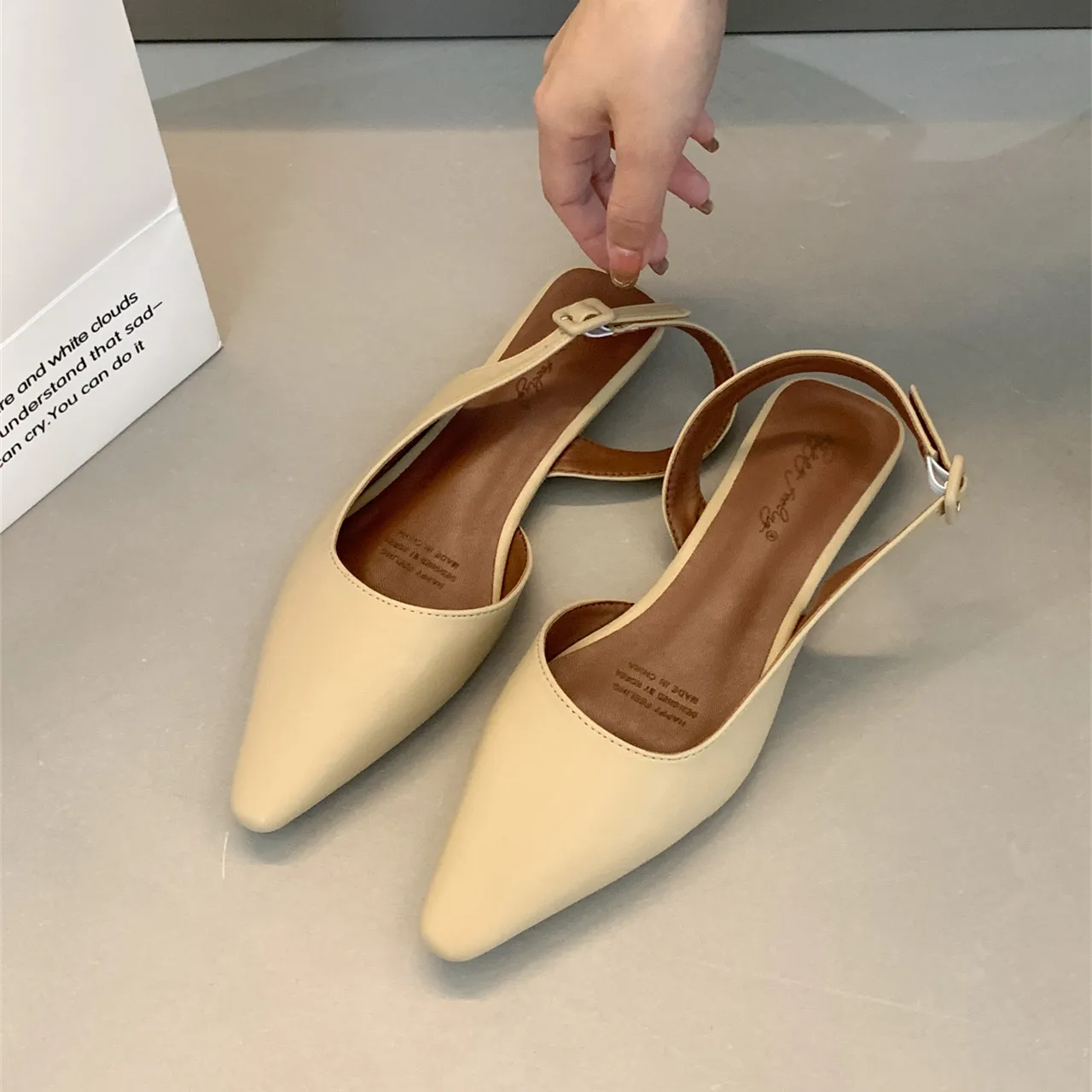 Bailamos Flat Sandals Shallow Slip On Women Slingback Shoes Soft Casual Ladies Sandal Flat Heel Outdoor Dress Mules