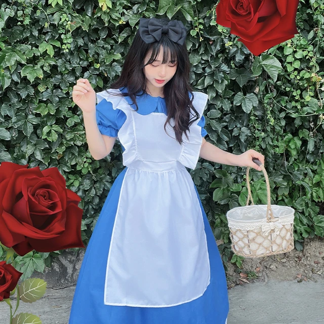 Lolita Wonderland Maid Dress Alice Kawaii Princess Dress Japanese Anime  Cosplay Halloween Costumes For Women Short