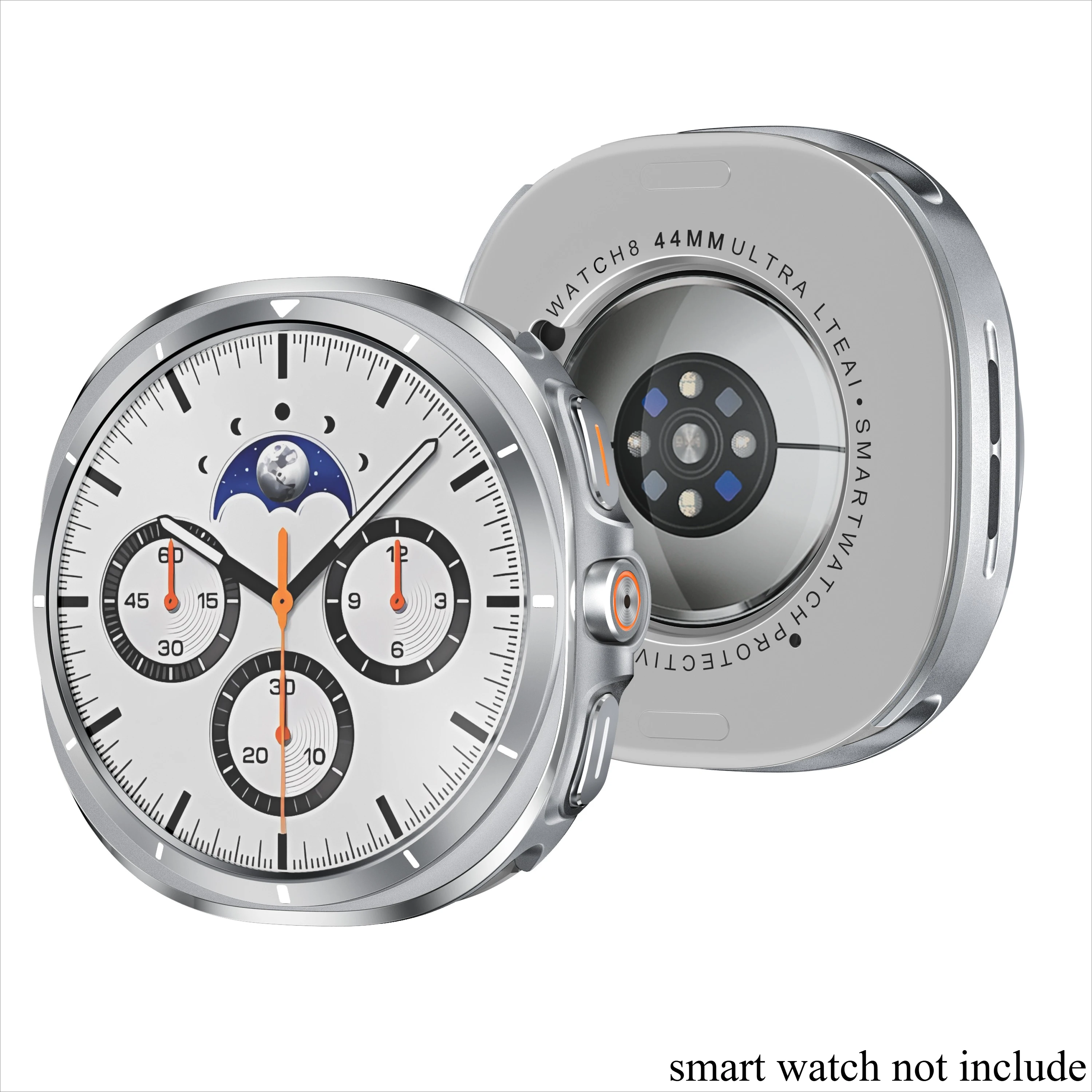 Ultra-Thin Shockproof Rugged Watch Case with Metal Bumper and Back Cover
