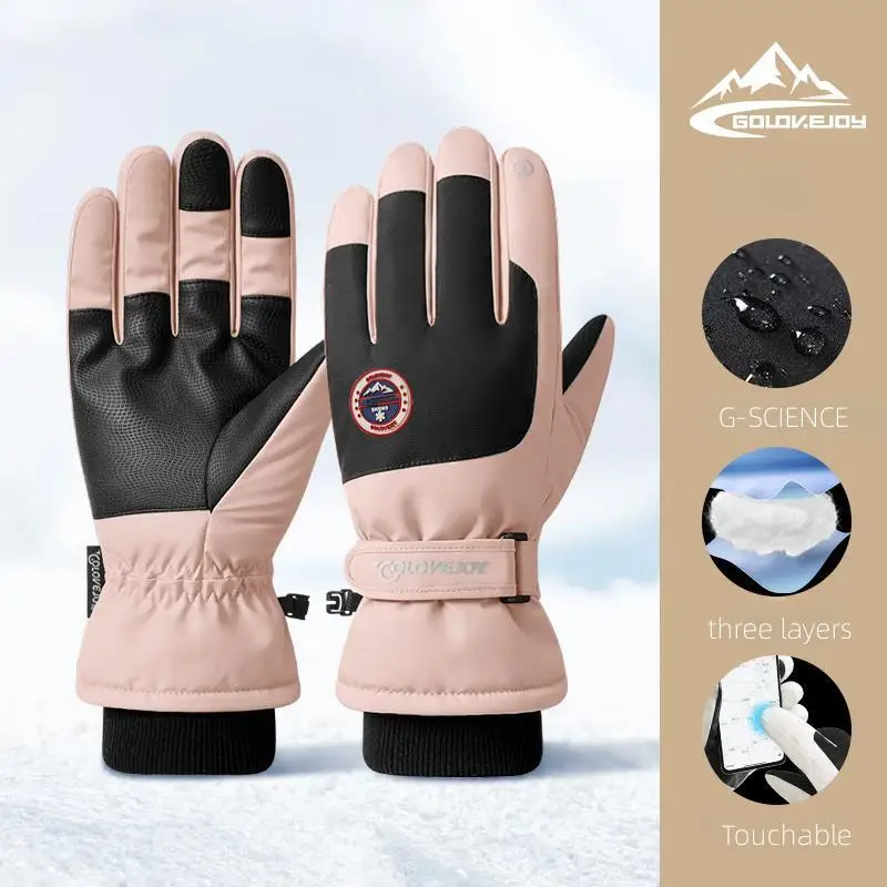 thumbnail image 1 of Guantes de ciclismo de invierno Golovejoy, resistentes al frío y cálidos, impermeables, antideslizantes, resistentes al desgaste, para exteriores, 1 of 5