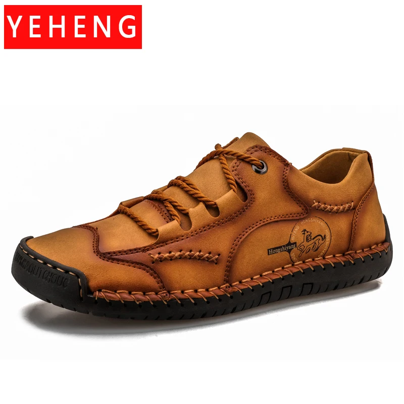 

Spring Autumn New Handmade Men's Casual Leather Shoes Men Moccasin Loafers Outdoor Men Driving Shoes Non-slip Outdoor Sneakers
