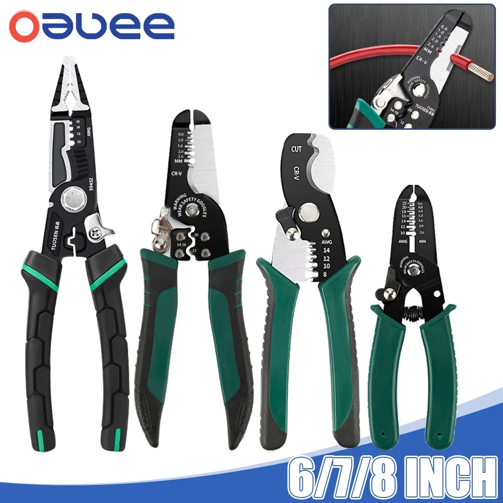 

Electricity Wire Strippers Cutter Multi-function Nippers Peeling Electric Cable Stripping Crimping Pliers Wire Stripper Tools