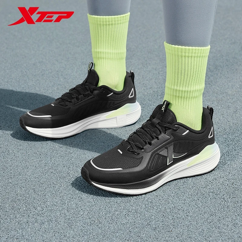 Xtep Running Shoes for Women Winter Mesh Breathable Shock-absorbing Lightweight Leather Casual Sports Shoes 976418110037