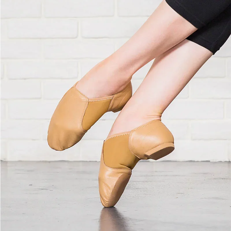 Dance Shoes Genuine Leather Stretch Slip on Jazz Dance Shoes For Women Men Exercise