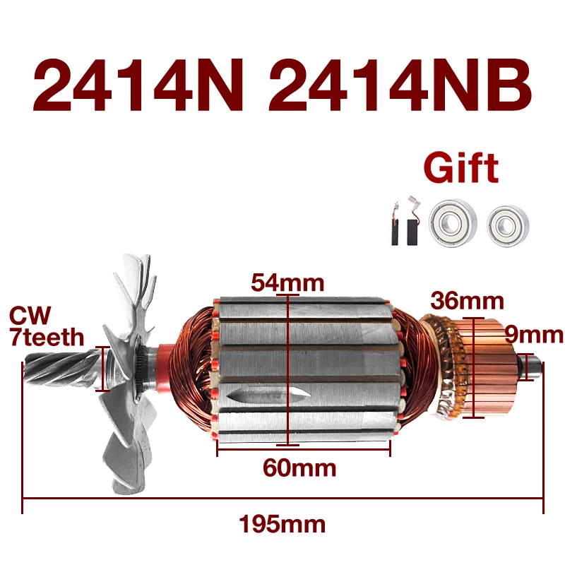 AC220-240V Armature Replacement Accessories for Makita 2414N 2414NB Cutting Machine Rotor Armature Anchor Power Tools