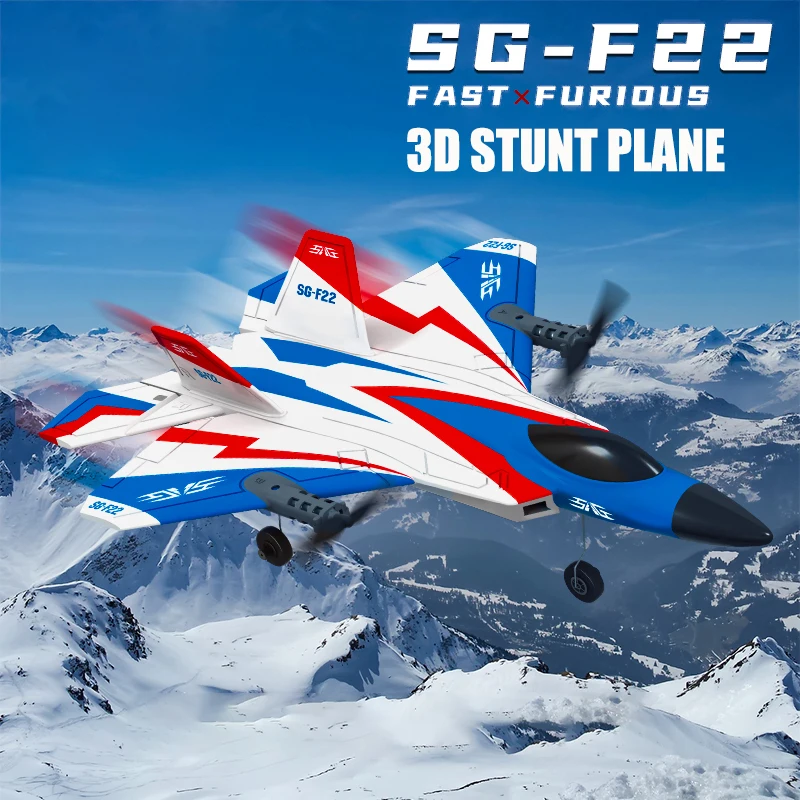 Vue rapprochée de l'avion RC F22 4K 1B montrant l'hélice et le train d'atterrissage, planeur 3D cascadeur 2.4GHz