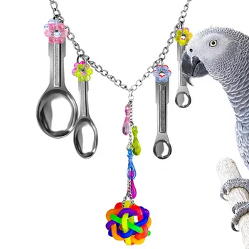 Bird Toys Swing Parrot Cage Spoon Bell Hanging Climb Pet Parrot Toys Cockatiel Parakeet African Grey Bird Bites Sound Toys #YJ tanie i dobre opinie ISHOWTIENDA CN (pochodzenie) BIRDS Z tworzywa sztucznego