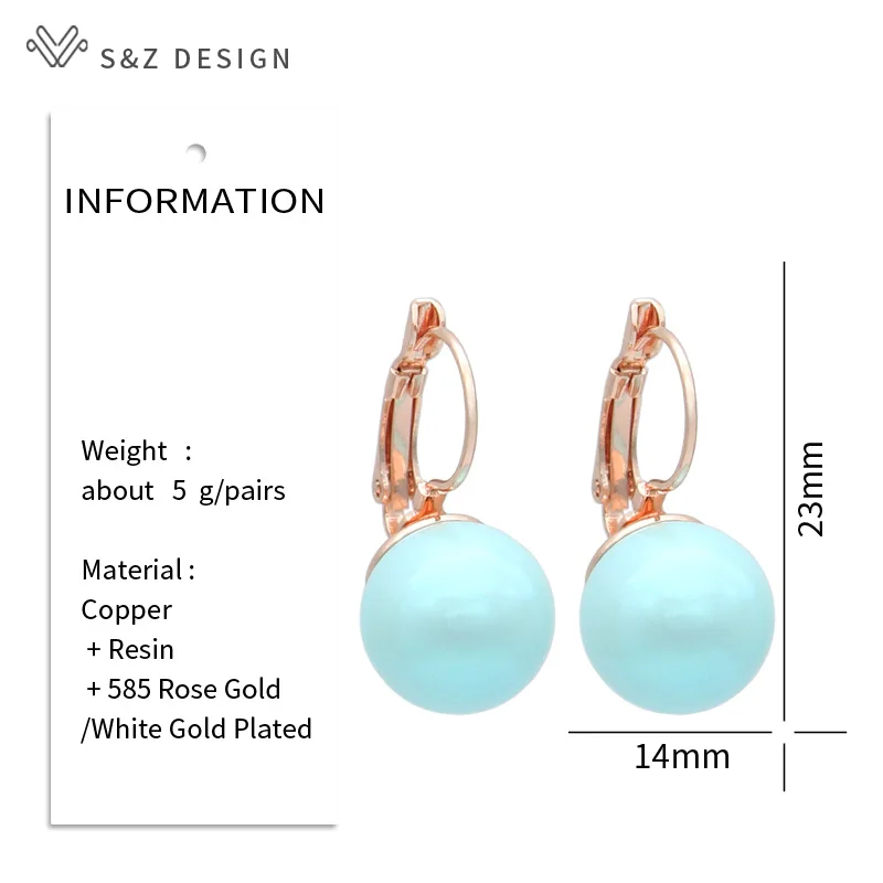 S&Z DESIGN New Fashion Big Round Colorful Imitation Pearl Drop Earrings For Women Girl Wedding Party Jewelry Eardrop