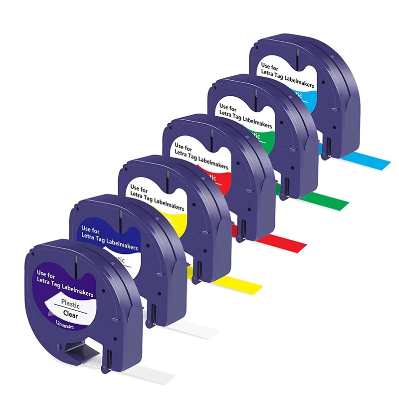 6 Pack Compatible Label Tape Replacement for Dymo LetraTag ...