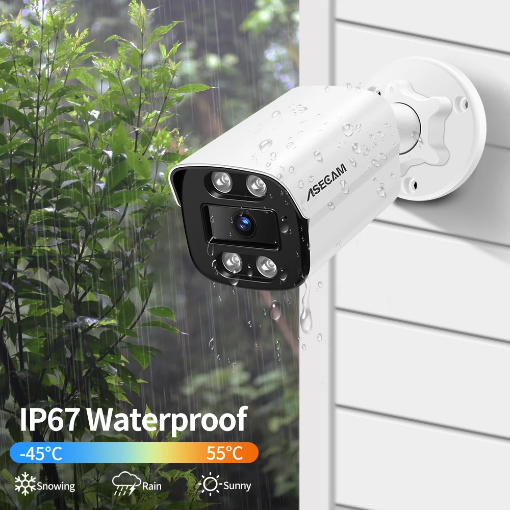 ASECAM 4K 8MP Telecamera IP CCTV esterna POE Audio H.265 Onvif AI Rilevazione umana Luce colorata Allarme Telecamera di sorveglianza di sicurezza - immagine 5