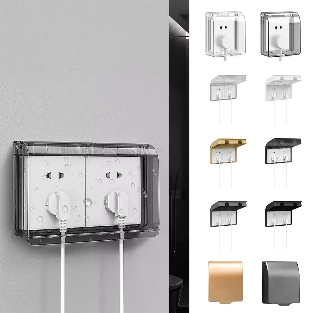 86 Type Switch Protective Cover Self-Adhesive Splash-Proof Socket Protector Waterproof Power Outlet Electric Plug Cover for Home