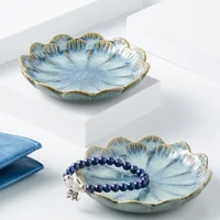 Creative and Minimalist Style Jewelry Tray Home Snack Dish Flavor Dish Ceramic Lotus Decoration Plate and Decorative Display 2