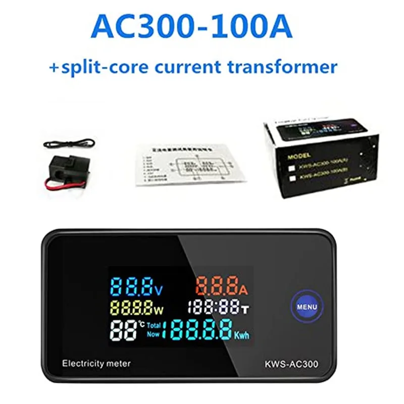 Digital Led Ac 50-300V Voltmetro Amperometro Misuratore Di Energia Di Potenza Led Digital Ac Wattmetro Misuratore Elettrico Con Funzione Di Ripristino