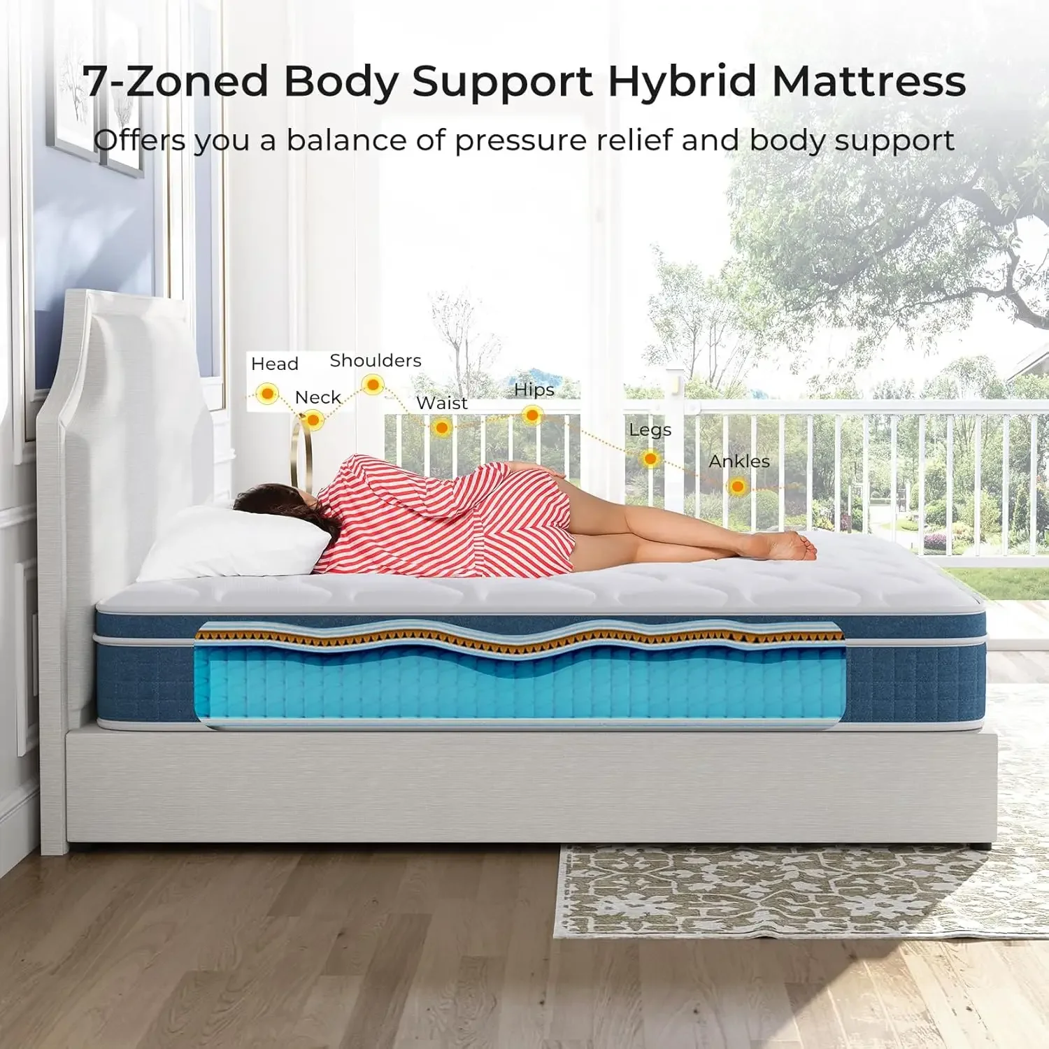 10 Inch, Hybrid Twin Size Mattress in a Box, Twin Bed Mattress with Individual Pocket Springs and Pressure-Relieving Memory Foam 3