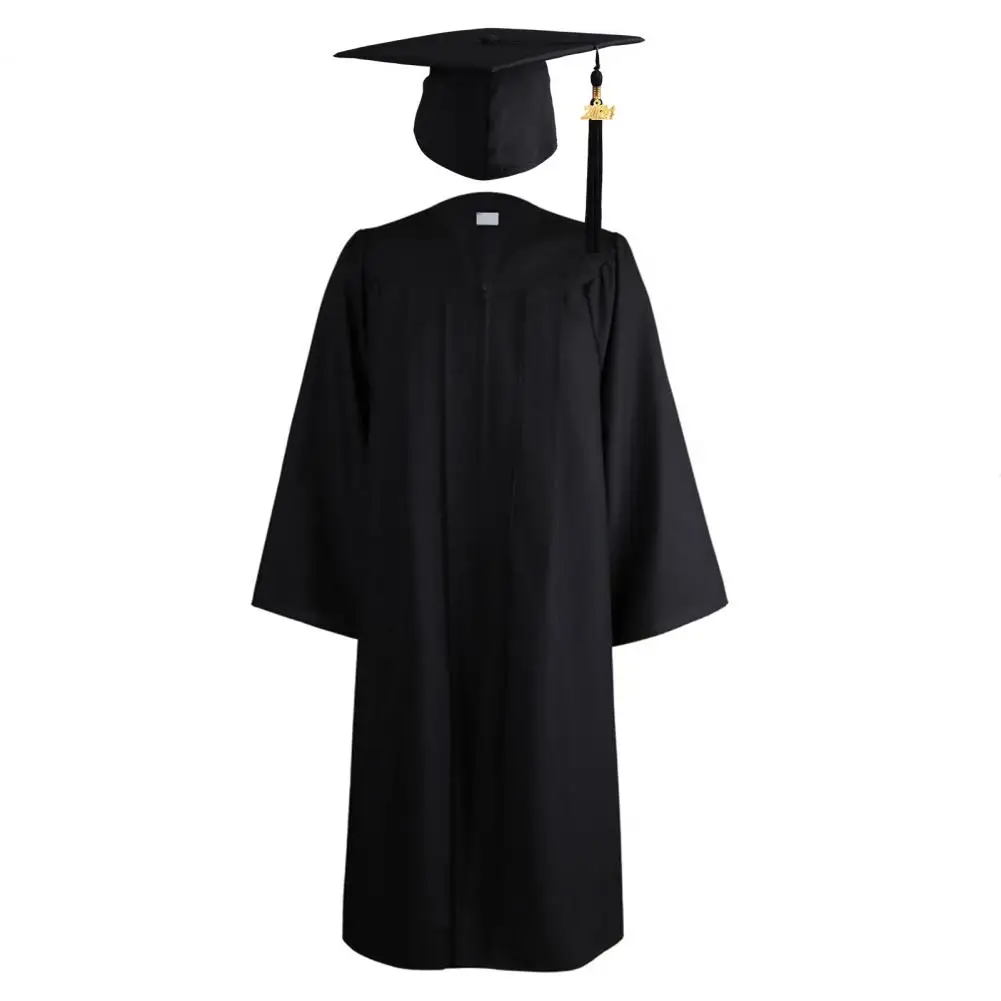 Graduation Uniform With Tassel Zipper Closure Long Sleeve Loose Cardigan Dress-up College Graduation Gown Hat Set graduation gown set