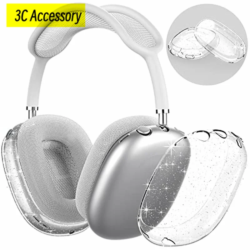  Funda de silicona para auriculares AirPods Max, funda  transparente de TPU suave para los oídos, funda para almohadilla para los  oídos, funda para la diadema para AirPods Max, accesorios transparentes 