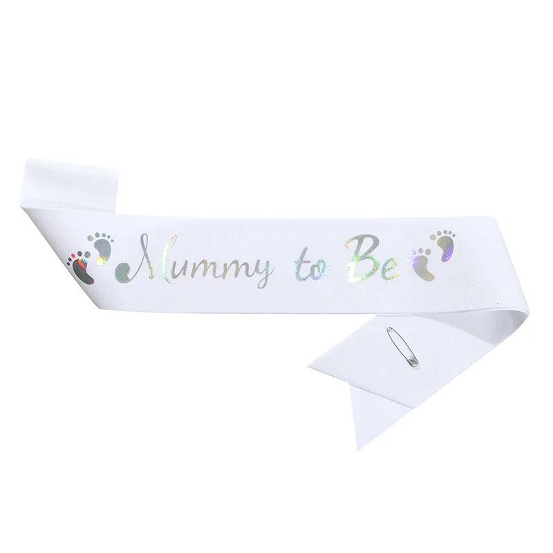Glitter Satin Sash Set for Expectant Parents - Baby Shower & Gender Reveal Party Decoration