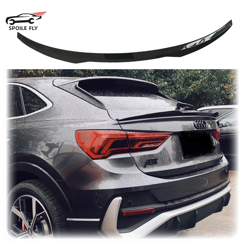 

New Design 2019 To 2022 For Audi Q3 Sportback Spoiler By Gloss Black Carbon Fiber Look Rear Mid Wing Lip High Quality ABS