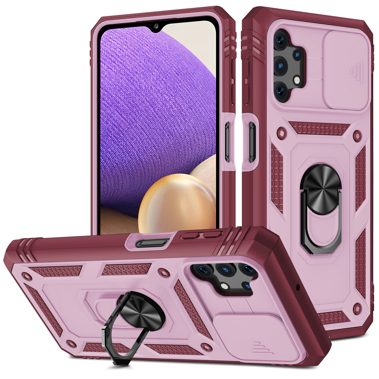 Universal 360° Full Protection Phone Case with Slider Camera Guard and Kickstand
