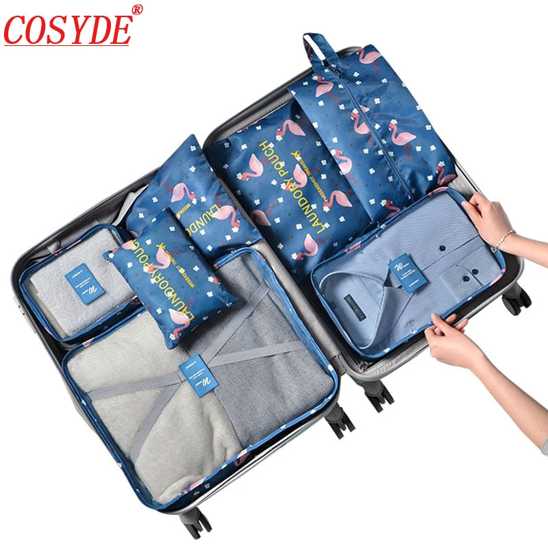 7pcs/set Clothing Cubes Packing Bags Travel Organizer Luggage Oxford
