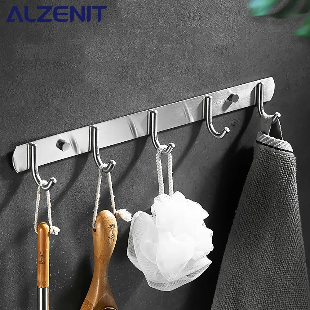 

Bathroom Wall Hanging Clothes Hook 304 Stainless Steel Clothes Hanger Multipurpose Shower Hook Living Room Kitchen Accessories