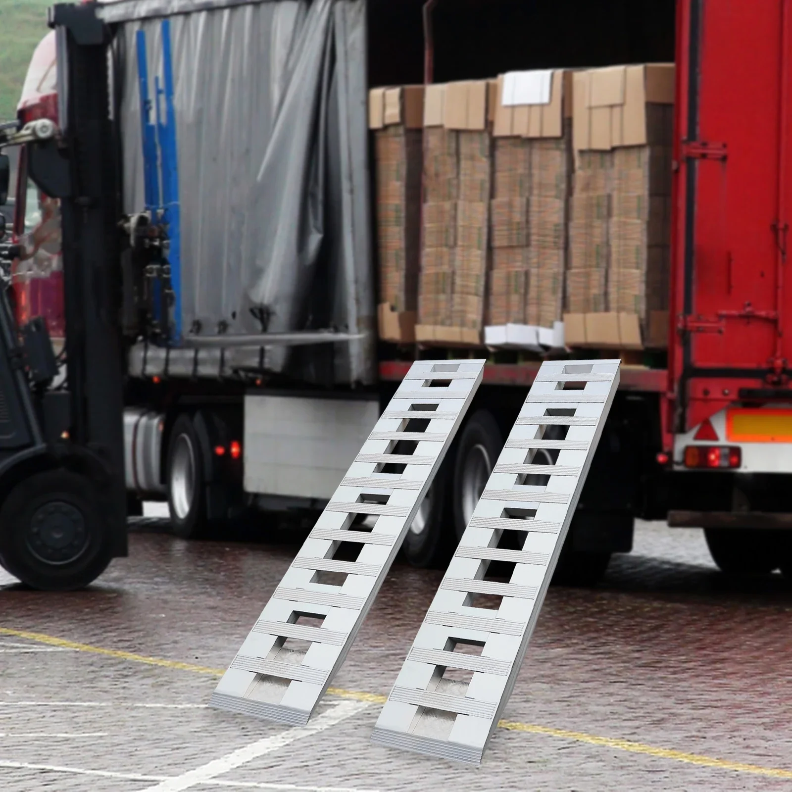 Aluminum Trailer Ramps 2pcs 72*15in 3.08t/ 6800lbs Truck Car Auto Trailer Ramps Unloading for Motorcycles Bicycles
