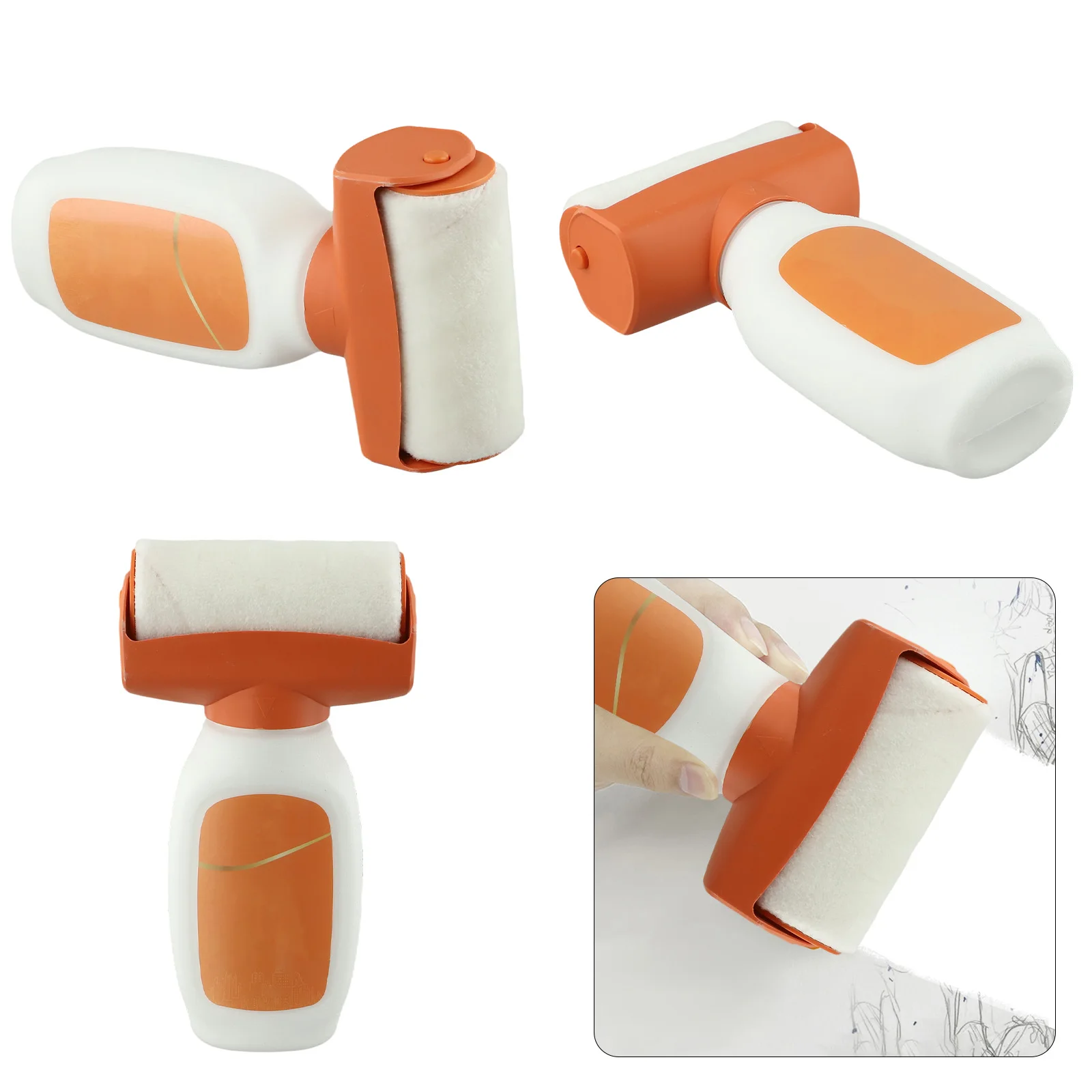 Paint Repair Tool 2-in-1 Roller Paint Home DIY Projects 360 Brushing Capability No Marking Roller For Home Improvement