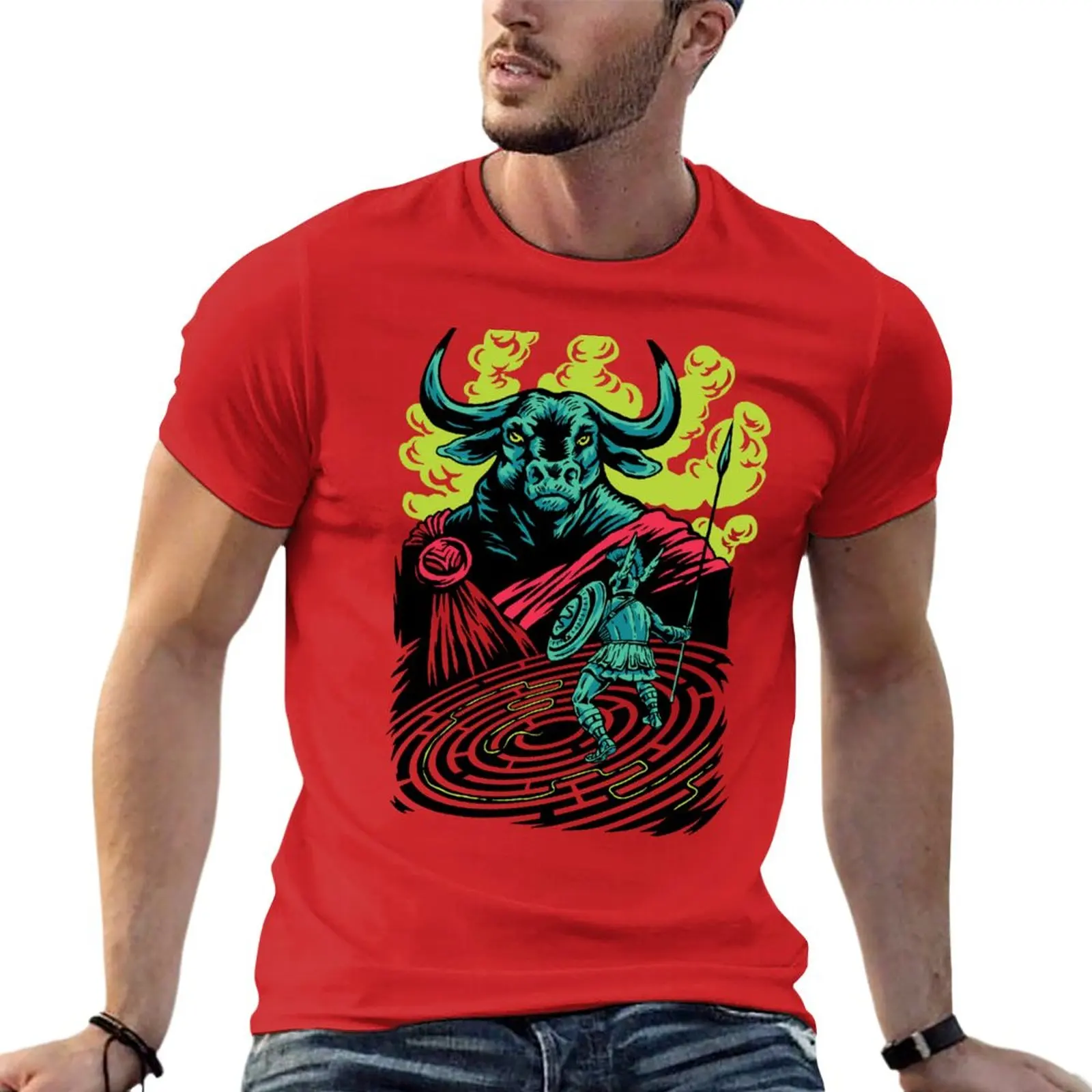 

New Minotaur and Theseus - Ancient Greek Mythology T-Shirt sports fan t-shirts cute clothes vintage clothes Men's clothing