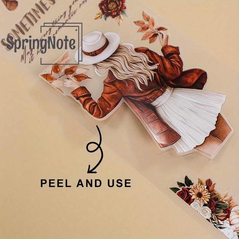 4Pcs/Set Matte Lady PET Washi Tape Pre-Cut Autumn Pumpkin Masking Tape for Stickers Scrapbooking Journal Collage Material 5