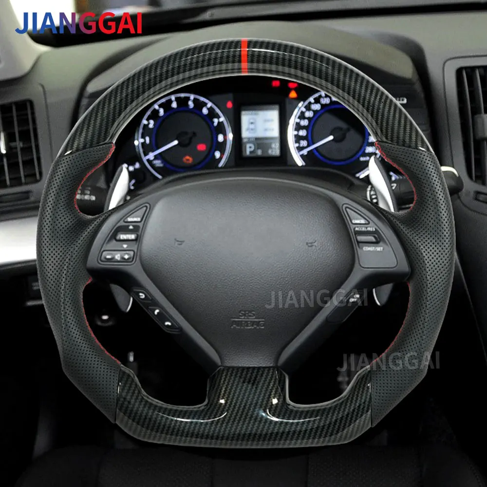 Hydro Carbon Fiber Steering Wheel Fit For Infiniti G37 2009 2010 2011 2012 2013 Model Carbon Fiber LED Shift Racing Wheel