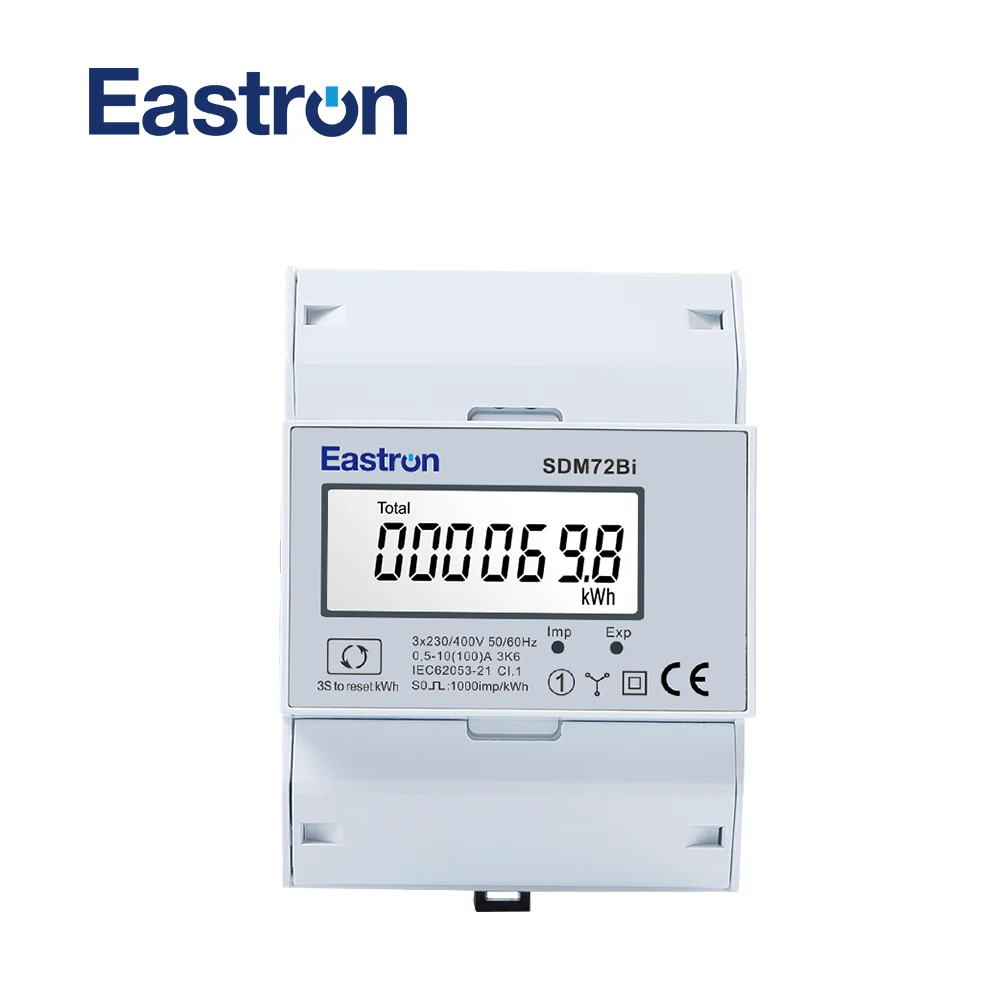 EASTRON SDM72-DR-MID - digitale draaistroommeter - 100A 3-fase - stroommeter voor DIN-rail met resetmogelijkheid - geijkt