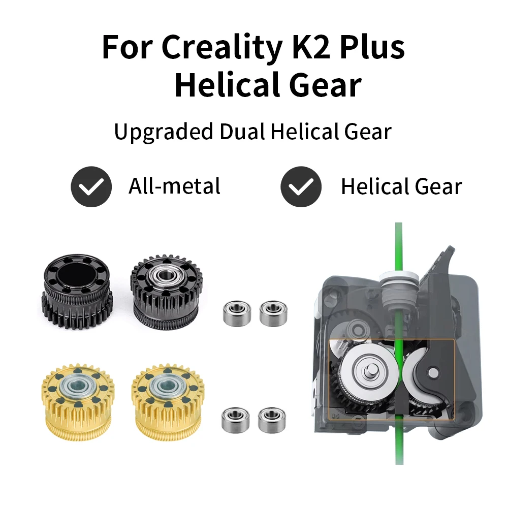 Upgrade des Extruder-Getriebes für Creality K2 Plus, Ganzmetall-Filament-Antriebsrad für K2Plus Hi, vernickeltes DLC-Mantel, Verschleiß mit hoher Härte