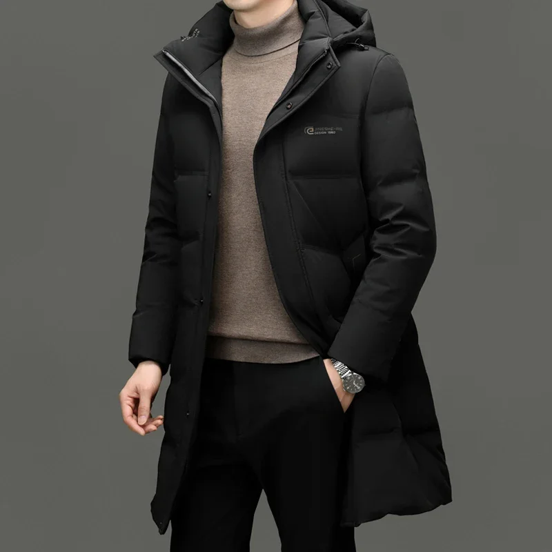 thumbnail image 1 of Chaqueta de plumón para hombre, chaqueta de plumón de pato para hombre, chaqueta de invierno acolchada larga para hombre, chaqueta de invierno para hombre, ropa informal, saco para hombre, abrigo frío, 1 of 5