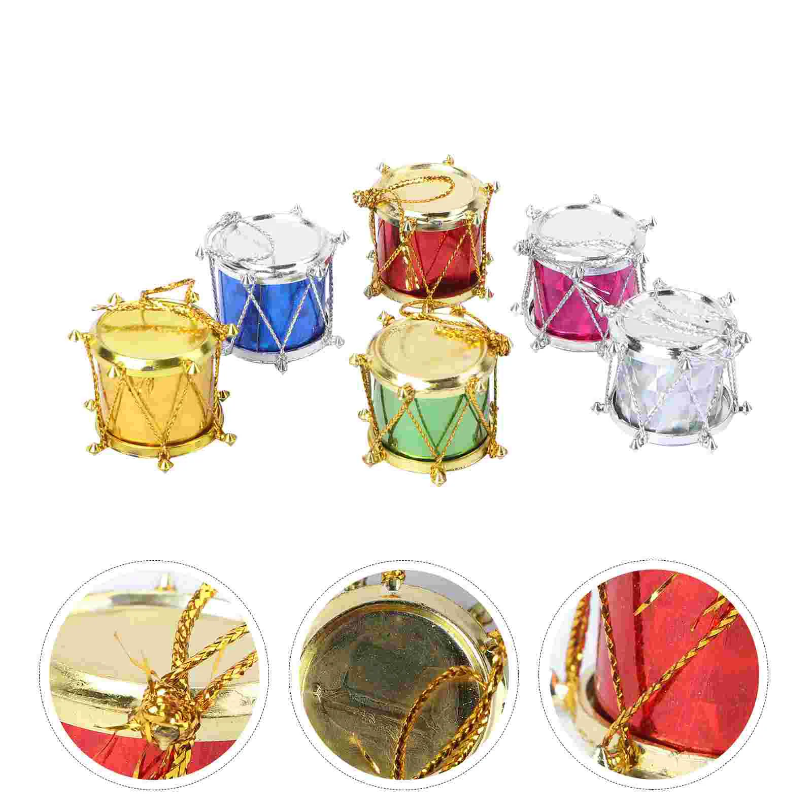 

48pcs Christmas Drum Colorful Glitter Drum Xmas Tree Ornaments Hanging Decoration Pendant Holiday Party Decor Musical Instrument