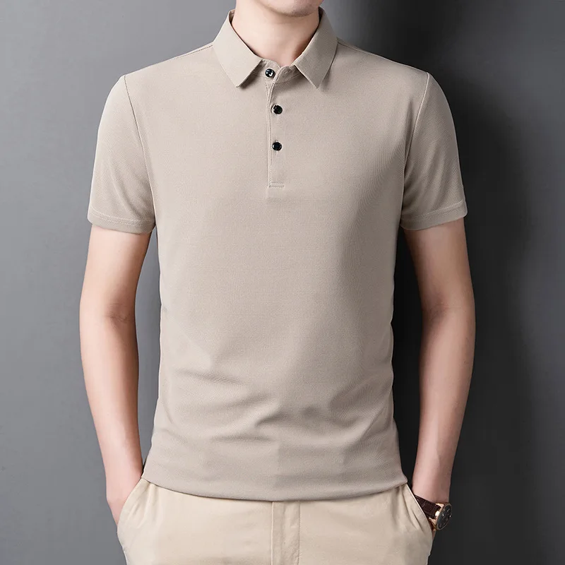 2024 Men's Short-Sleeved Polo Shirt Summer New Solid Color All-Match Youth Lapels T-shirt