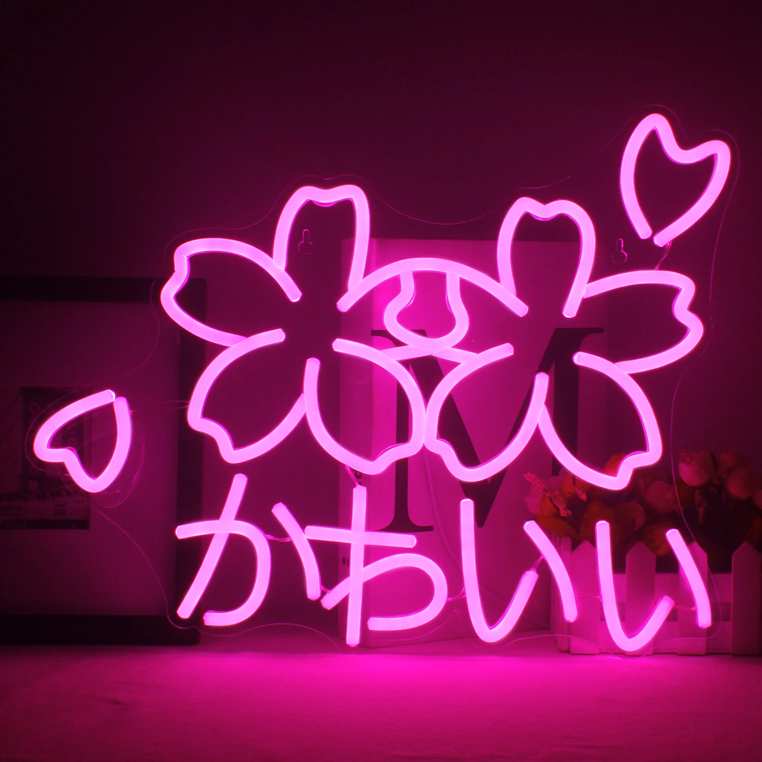 Sakura Flower Neon Sign Flower Wedding Kawaii LED Neon Light For Party Bedroom Coffee Wall Decor Japanese Flower Light Sign