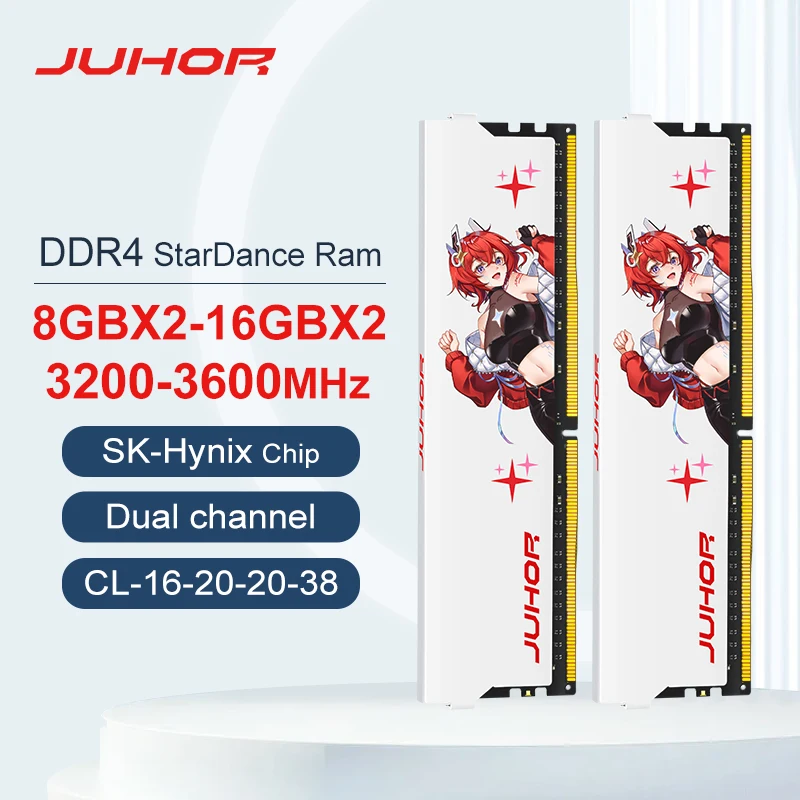 JUHOR Memoria Ram DDR4 (8GX2)3200MHz (16GX2)3200MHz 3600MHz 8GB 16GB Desktop Gaming Dual Channel Memory