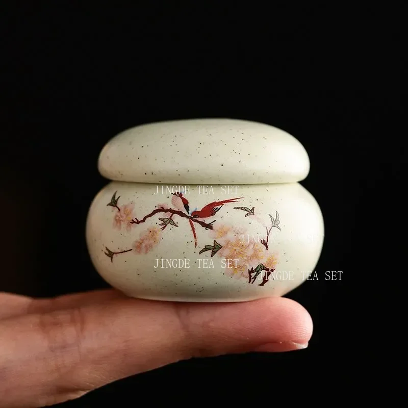 Travel Portable Ceramic Tea Caddy Home Tea Container Moisture-proof Jar Coffee Airtight Jars Kitchen Spice Nut Storage Container