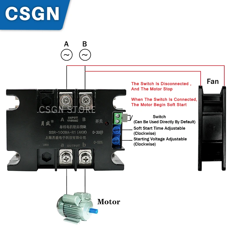 Single Phase 110V Motor Soft Starter Module 2KW 4KW 6KW 8KW For Water Pump Belt Conveyor Blower Motor