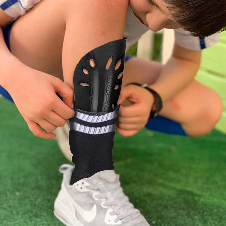 Loogdeel Football Shields Soccer Shin Guards Kits for Children Man 1 Pair Protective Gear Breathable Plastic Safety Shin Pads
