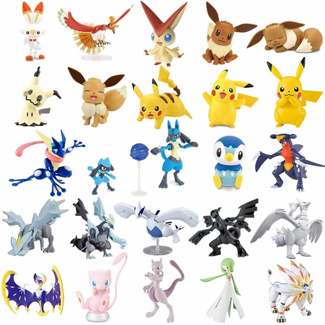 Pokemon Figures Plamo Pokemon Model Kit Quick Lugia Kyurem Mewtwo Eevee  Lucario Riolu Greninja Pikachu Mimikyu