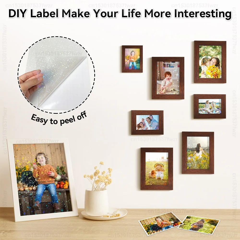 10 Sheets Cold Lamination Film Glass/Sart/Circles/Dots/Transparent/Holographic Adhesive Paper use for Adhesive Photo Paper A4