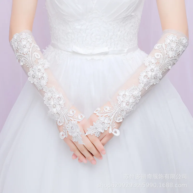 Bride Wedding Dress Lace Gloves Open Finger