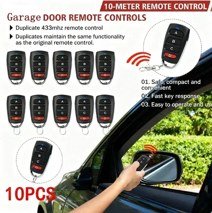 10/5pcs ABCD / Lock Unlock 4Button 433MHz Metal Push Button Remote Control Transmitter Universal 4 Buttons Garage Door Opener - Image 2
