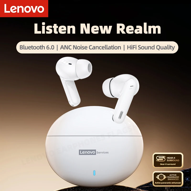 Auriculares Lenovo LE253 inalámbricos Bluetooth 6,0, auriculares TWS con sonido HiFi, reducción de ruido ANC, auriculares deportivos para videojuegos con micrófono