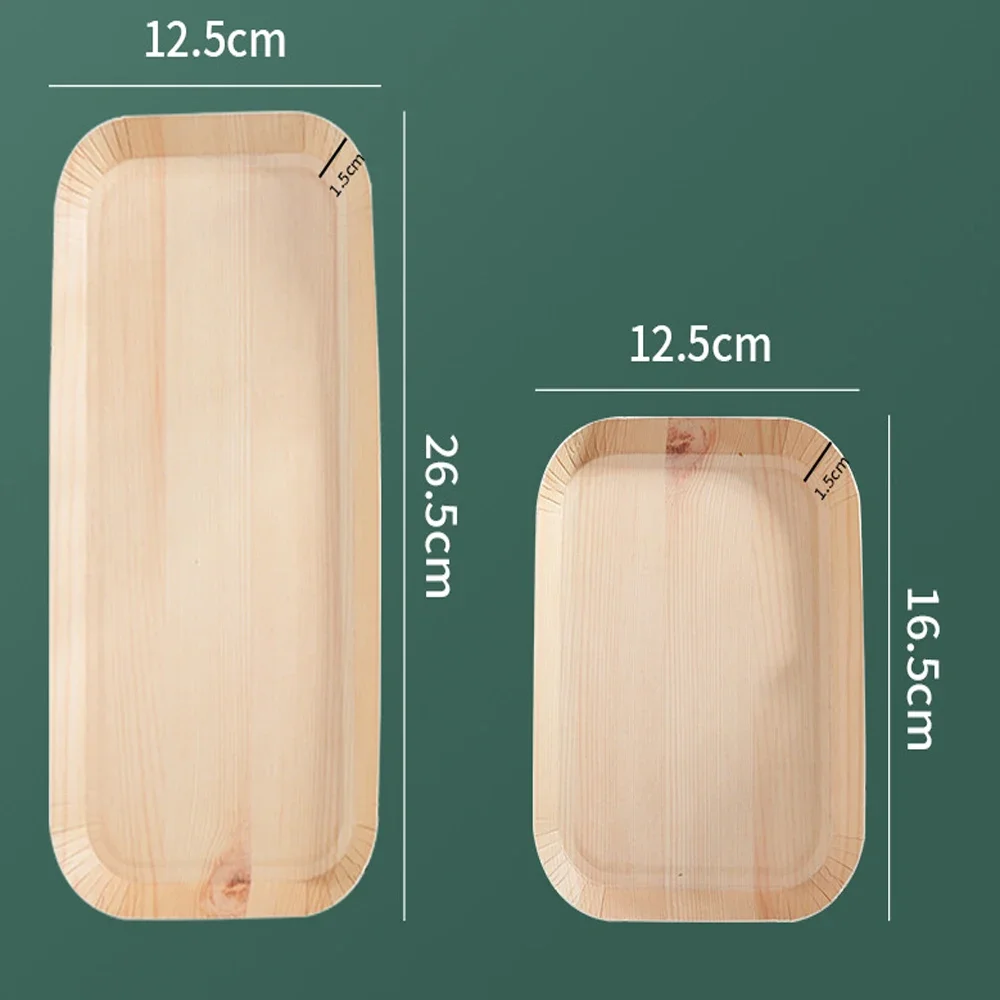 10 PCS Disposable Desserts Plates Wood Grain Tray Vegetable Dessert Plates Kitchen Dishes Ideal For Parties, Families, Outdoors