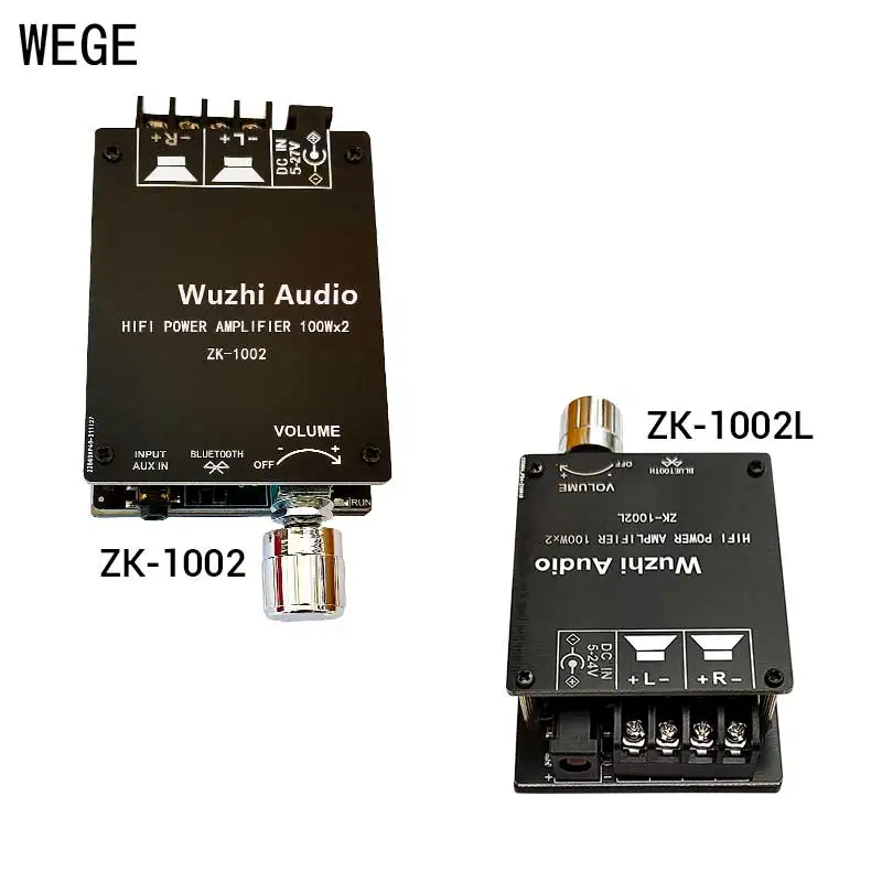 WEGE ZK-1002 1002L 2*100W TPA3116D2 BT5.0 Mini Audio Power Digital Amplifier Board HIFI 2.0 Channels AMP AUX Stereo Wuzhi Audio